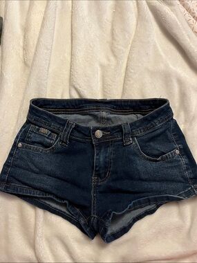 Dark Indigo Cutoff Denim Mid-Rise Shorts